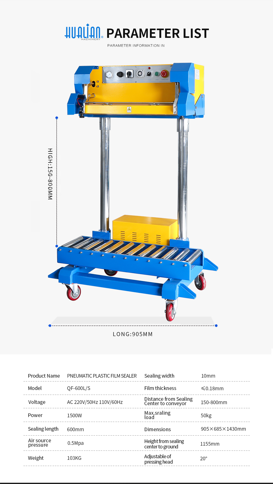 Sigillatore a fascia per borse da servizio pesante QF-600L-S