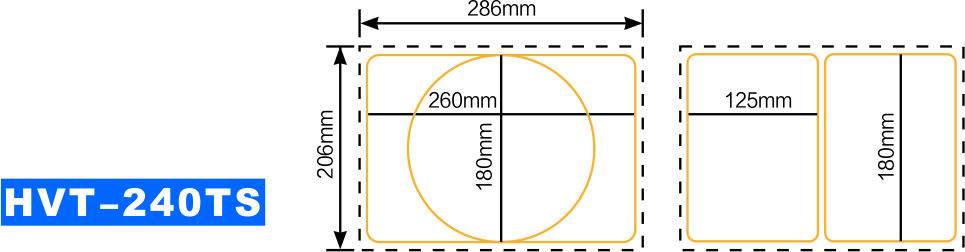 Sigillatrice per vassoi HVT-240TS Dimensioni vassoio