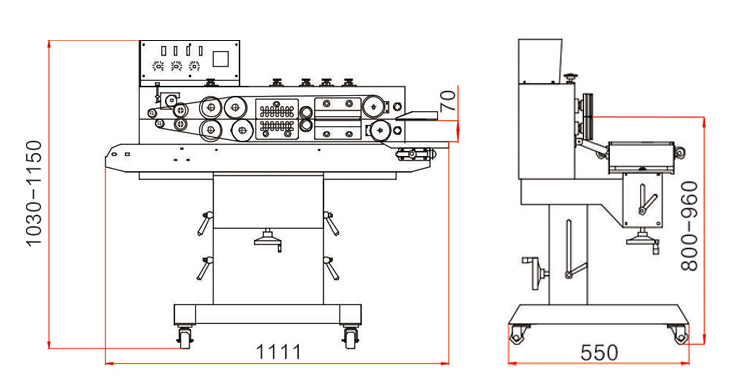 FRM-1120W Sigillante a fascia Hualian Dimensioni