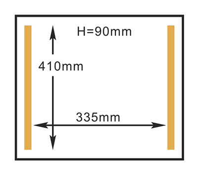 HVC-410T/2A Dimensioni camera della confezionatrice sottovuoto