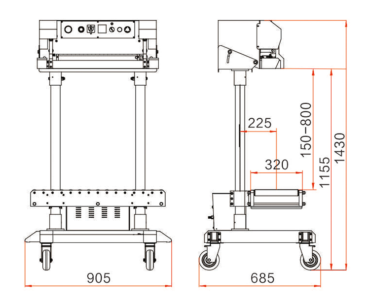 Dimensioni della macchina sigillatrice QF-600L Hualian